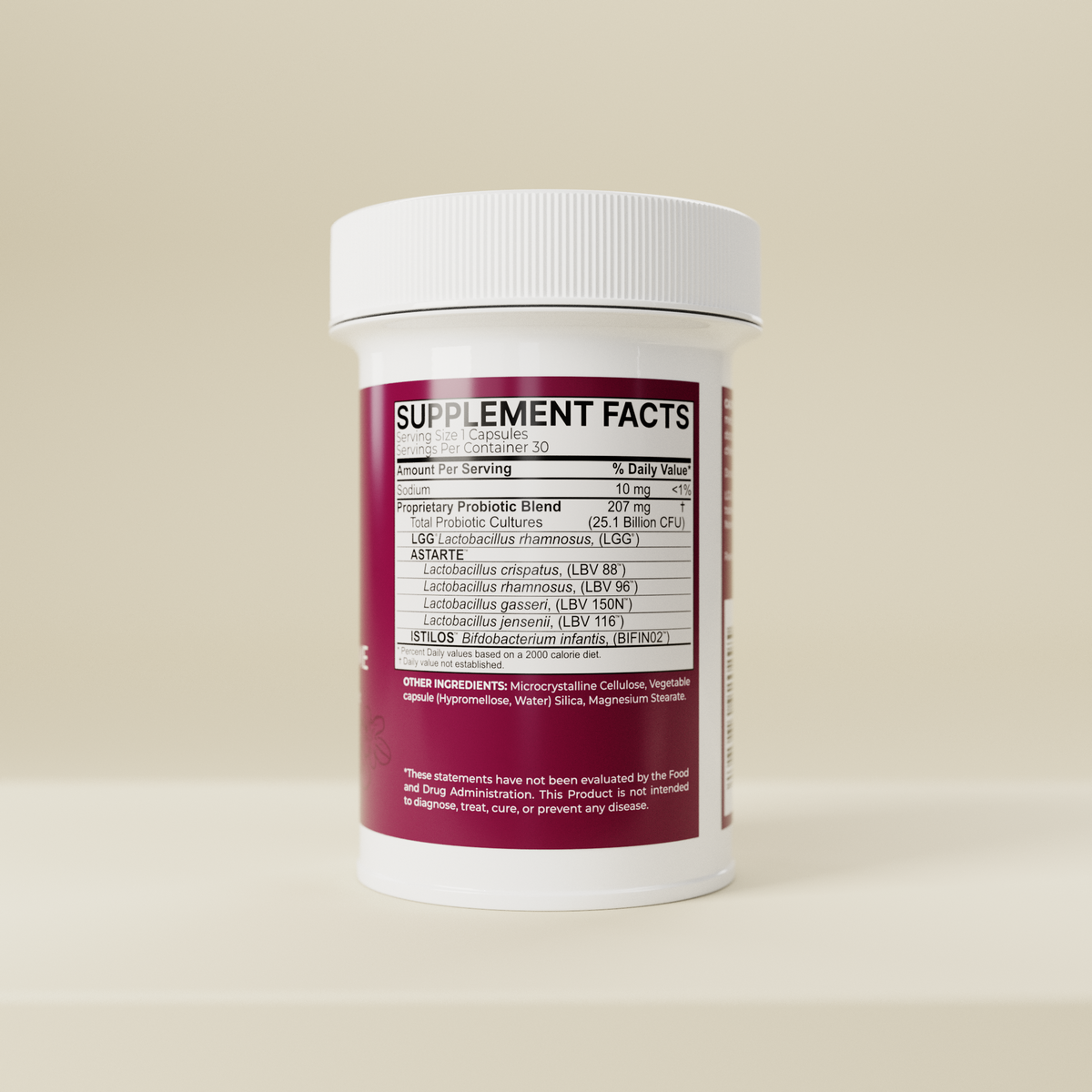 Mama's Microbiome — supplement facts label